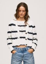 mousse cárdigan con motivo calado a rayas Pepe Jeans 06X4252 mujer - Imagen 3