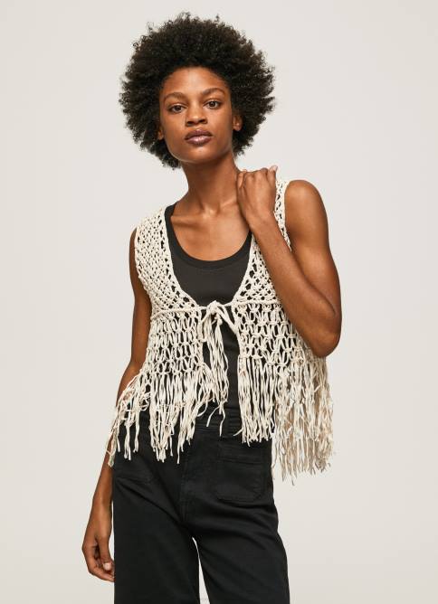 mousse_chaleco_de_macrame_con_flecos_pepe_jeans_06x4135_mujer.jpg mousse chaleco de macramé con flecos Pepe Jeans 06X4135 mujer - Imagen 1