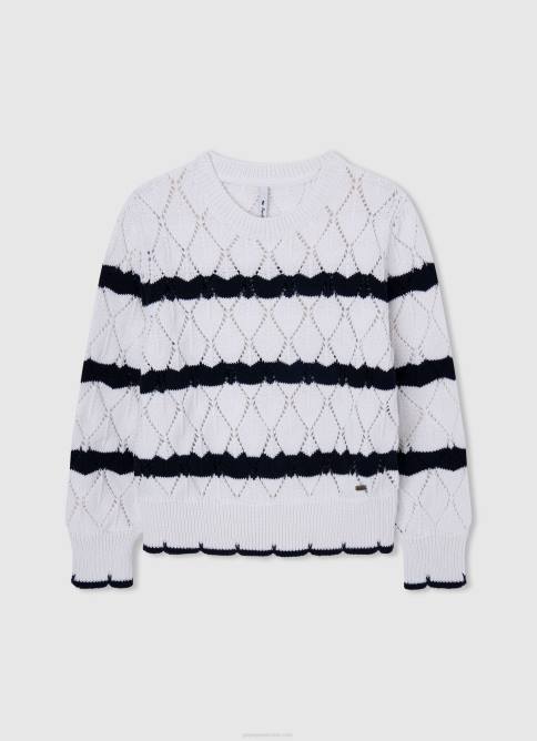 mousse jersey calado con motivo de rayas Pepe Jeans 06X41410 chica - Imagen 1
