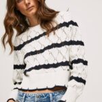 mousse jersey calado con motivo de rayas Pepe Jeans 06X4251 mujer