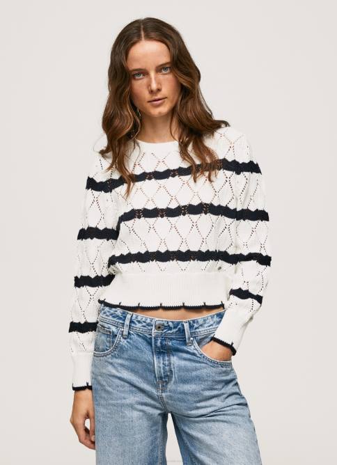 mousse jersey calado con motivo de rayas Pepe Jeans 06X4251 mujer - Imagen 3