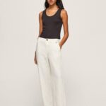 mousse pantalones rectos de tejido fluido Pepe Jeans 06X4311 mujer