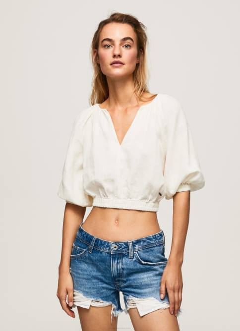 mousse top corto con cuello en V Pepe Jeans 06X4354 mujer - Imagen 3