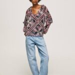 multi blusa con estampado de cachemira y volantes Pepe Jeans 06X4376 mujer