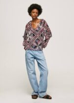 multi blusa con estampado de cachemira y volantes Pepe Jeans 06X4376 mujer