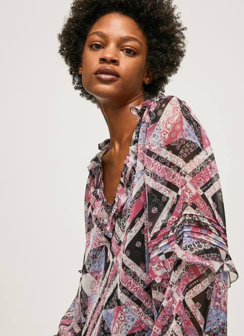 multi blusa con estampado de cachemira y volantes Pepe Jeans 06X4376 mujer - Imagen 3