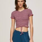 multi camiseta con estampado de rayas Pepe Jeans 06X4442 mujer