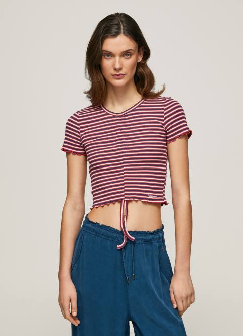 multi_camiseta_con_estampado_de_rayas_pepe_jeans_06x4442_mujer.jpg multi camiseta con estampado de rayas Pepe Jeans 06X4442 mujer - Imagen 1