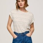 multi camiseta de lino con estampado de rayas Pepe Jeans 06X4447 mujer