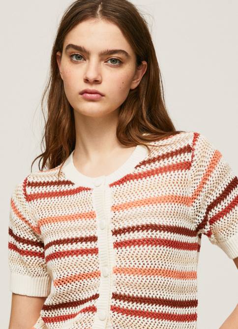 multi cárdigan de algodón con estampado de rayas Pepe Jeans 06X4235 mujer - Imagen 3