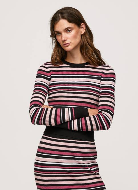 multi jersey de rayas con cuello redondo Pepe Jeans 06X4261 mujer - Imagen 1