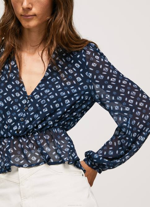 multi top corto con escote en V Pepe Jeans 06X4358 mujer - Imagen 3