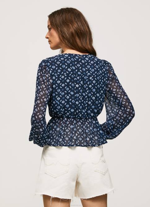 multi top corto con escote en V Pepe Jeans 06X4358 mujer - Imagen 4