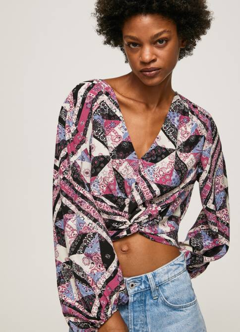 multi top corto con estampado de cachemira Pepe Jeans 06X4377 mujer - Imagen 3