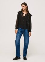 negro blusa plumeti semitransparente Pepe Jeans 06X4328 mujer - Imagen 2