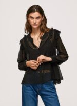 negro blusa plumeti semitransparente Pepe Jeans 06X4328 mujer