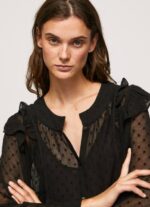 negro blusa plumeti semitransparente Pepe Jeans 06X4328 mujer - Imagen 3