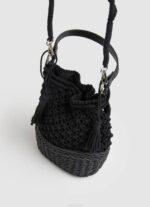negro bolso bombonera de macramé y paja Pepe Jeans 06X4741 mujer - Imagen 2
