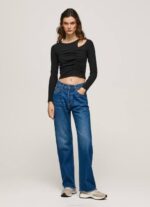 negro camiseta asimétrica de manga larga Pepe Jeans 06X4405 mujer - Imagen 4