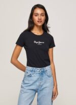 negro camiseta básica con logo Pepe Jeans 06X4400 mujer - Imagen 2