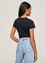 negro camiseta básica con logo Pepe Jeans 06X4400 mujer - Imagen 4
