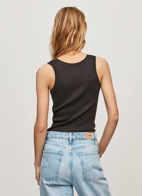 negro camiseta de canalé con manga sisa Pepe Jeans 06X4440 mujer - Imagen 4