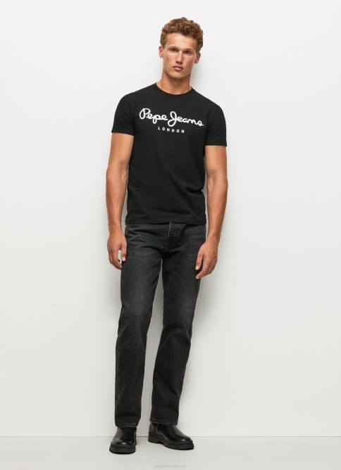 negro camiseta de manga corta de algodón Pepe Jeans 06X41003 hombres - Imagen 2