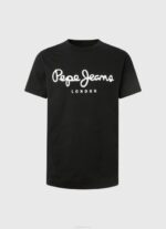 negro camiseta de manga corta de algodón Pepe Jeans 06X41003 hombres - Imagen 5