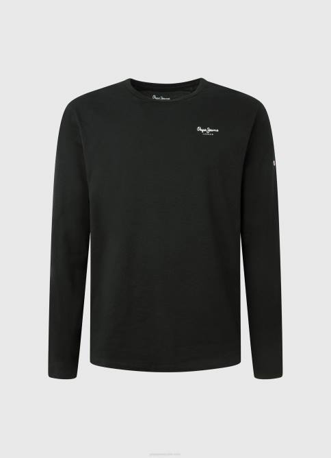 negro camiseta de manga larga de algodón Pepe Jeans 06X41008 hombres - Imagen 5