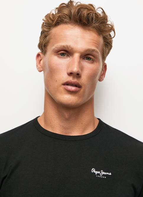 negro camiseta de manga larga de algodón Pepe Jeans 06X41008 hombres - Imagen 1