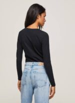 negro camiseta de manga larga de algodón Pepe Jeans 06X4471 mujer - Imagen 4