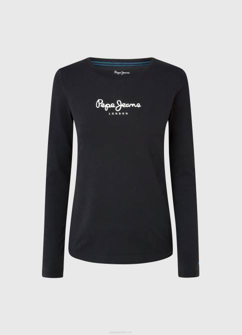 negro camiseta de manga larga de algodón Pepe Jeans 06X4471 mujer - Imagen 5