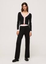 negro cárdigan de canalé con cuello en V Pepe Jeans 06X4264 mujer - Imagen 2