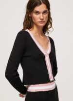 negro cárdigan de canalé con cuello en V Pepe Jeans 06X4264 mujer - Imagen 3