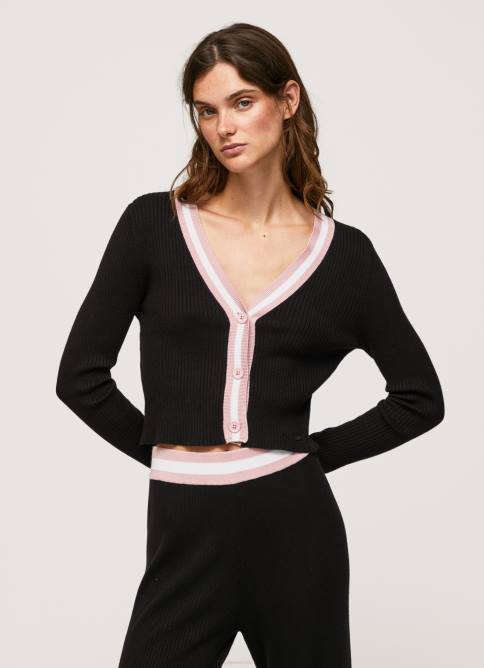 negro_cardigan_de_canale_con_cuello_en_v_pepe_jeans_06x4264_mujer.jpg negro cárdigan de canalé con cuello en V Pepe Jeans 06X4264 mujer - Imagen 1