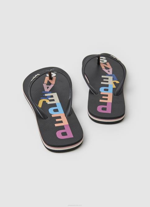 negro Chanclas de playa con letras de rastrillo Pepe Jeans 06X4697 mujer - Imagen 4