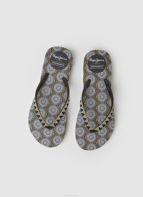 negro chanclas de playa con monedas de rastrillo Pepe Jeans 06X4704 mujer - Imagen 2