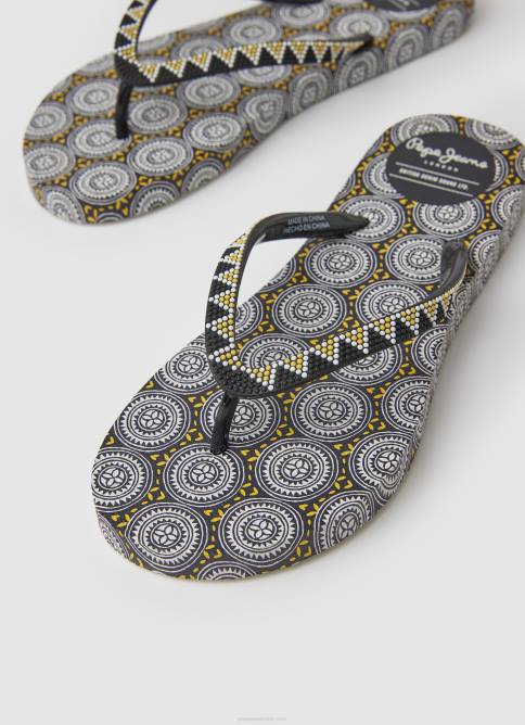 negro chanclas de playa con monedas de rastrillo Pepe Jeans 06X4704 mujer - Imagen 3