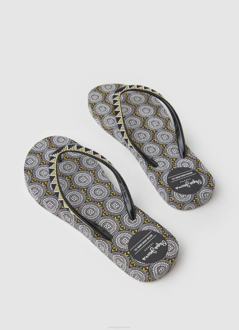negro chanclas de playa con monedas de rastrillo Pepe Jeans 06X4704 mujer - Imagen 4