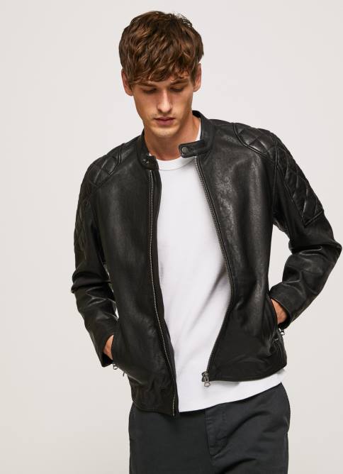 negro chaqueta biker de piel de cordero Pepe Jeans 06X4835 hombres - Imagen 1