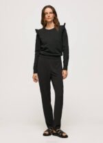 negro jersey de algodón con volantes Pepe Jeans 06X4283 mujer - Imagen 2