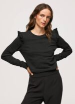 negro jersey de algodón con volantes Pepe Jeans 06X4283 mujer