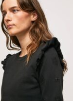 negro jersey de algodón con volantes Pepe Jeans 06X4283 mujer - Imagen 3