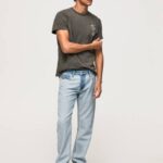 negro lavado camiseta de algodón lavado y teñido Pepe Jeans 06X4941 hombres