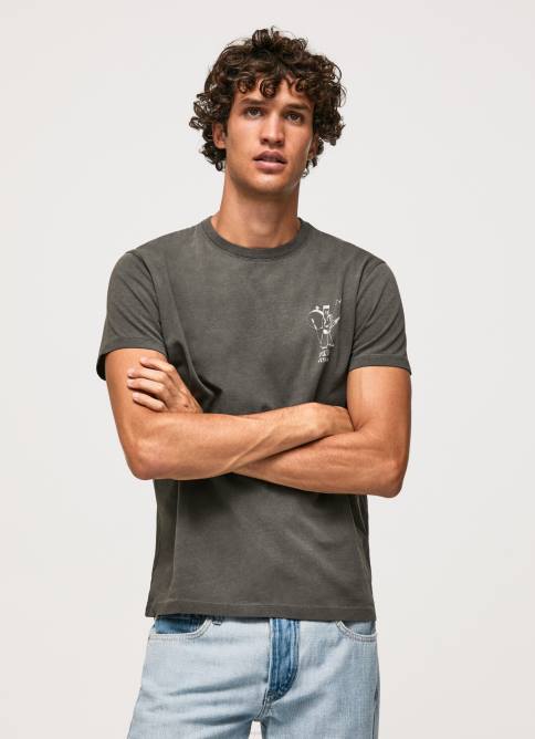 negro lavado camiseta de algodón lavado y teñido Pepe Jeans 06X4941 hombres - Imagen 4