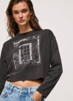 negro lavado camiseta estampada de manga larga Pepe Jeans 06X4427 mujer - Imagen 3