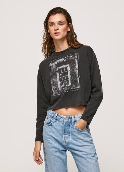 negro_lavado_camiseta_estampada_de_manga_larga_pepe_jeans_06x4427_mujer.jpg negro lavado camiseta estampada de manga larga Pepe Jeans 06X4427 mujer - Imagen 1