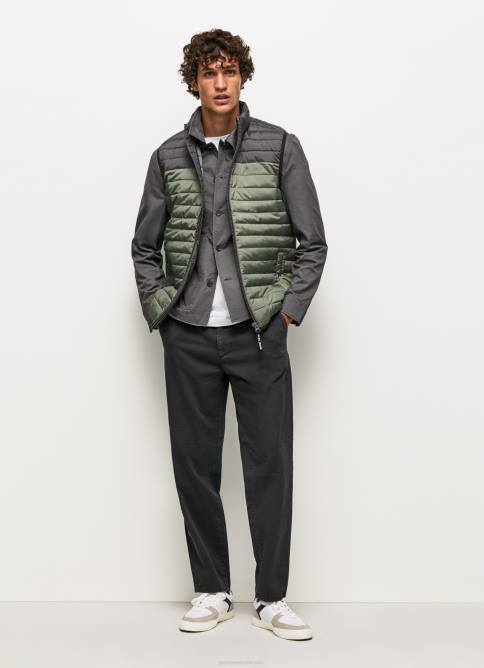 negro lavado chaleco capitonado con diseño colour block Pepe Jeans 06X4840 hombres - Imagen 2
