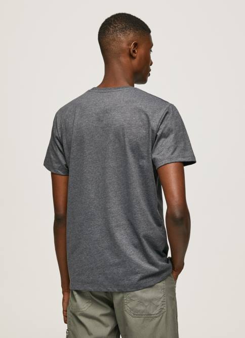 negro lavado playera con logo bordado Pepe Jeans 06X4976 hombres - Imagen 4