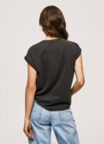 negro lavado playera con logo floral Pepe Jeans 06X4403 mujer - Imagen 4